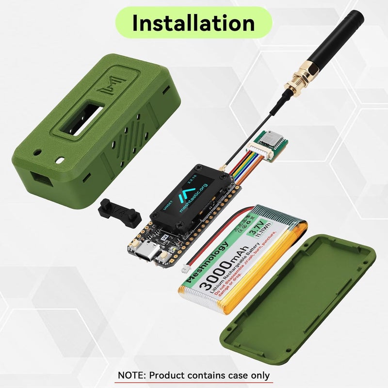 علبة حماية Heltec V4 للوحة تطوير ESP32 LoRa V4، مصممة خصيصًا لأجهزة Meshtastic، تحتوي على منفذ للهوائي وفتحة للشحن (نوع N35F، لون أخضر). - Image 3