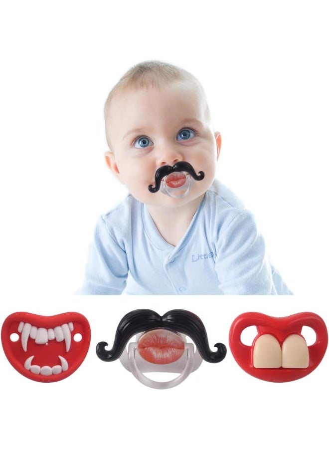 SOLIFEGOBLE Funny Pacifiers for Babies, Newborn Pacifier, Funny Pacifiers for 0-6 Months, Mustache Pacifier, Teeth Binky, Gift Pacifiers for Boys and Girls - Image 1