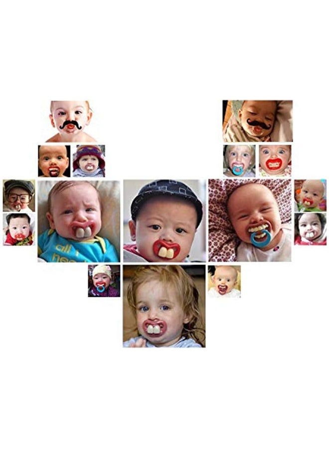 SOLIFEGOBLE Funny Pacifiers for Babies, Newborn Pacifier, Funny Pacifiers for 0-6 Months, Mustache Pacifier, Teeth Binky, Gift Pacifiers for Boys and Girls - Image 3
