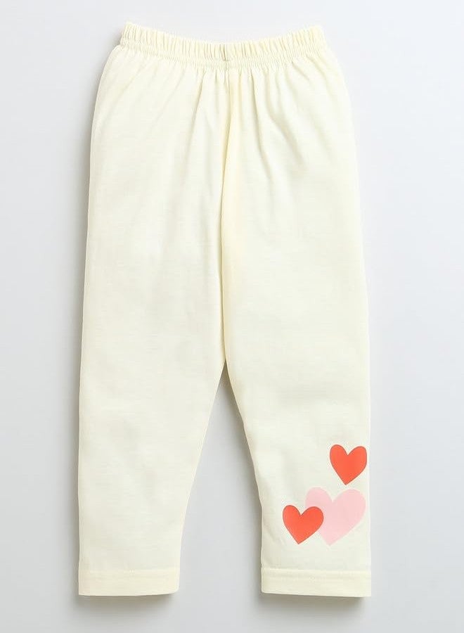 BUMZEE طقم فستان وبنطال ضيق من القطن بأكمام قصيرة باللون الكريمي من بامزي، مناسب للفتيات من عمر 3 إلى 6 أشهر (Peb9615B-crm) - Image 4