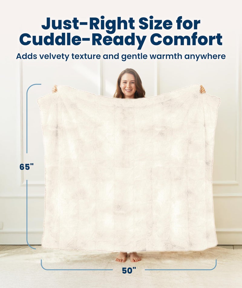 Everlasting Comfort بطانية رمي ناعمة ومريحة من إيفرلاستينغ كومفورت باللون العاجي - (50"x65") بطانيات خريف مينيكي وزغبية، غطاء فخم وناعم للسرير، الأريكة وغرفة المعيشة - ديكور منزلي مريح - Image 5