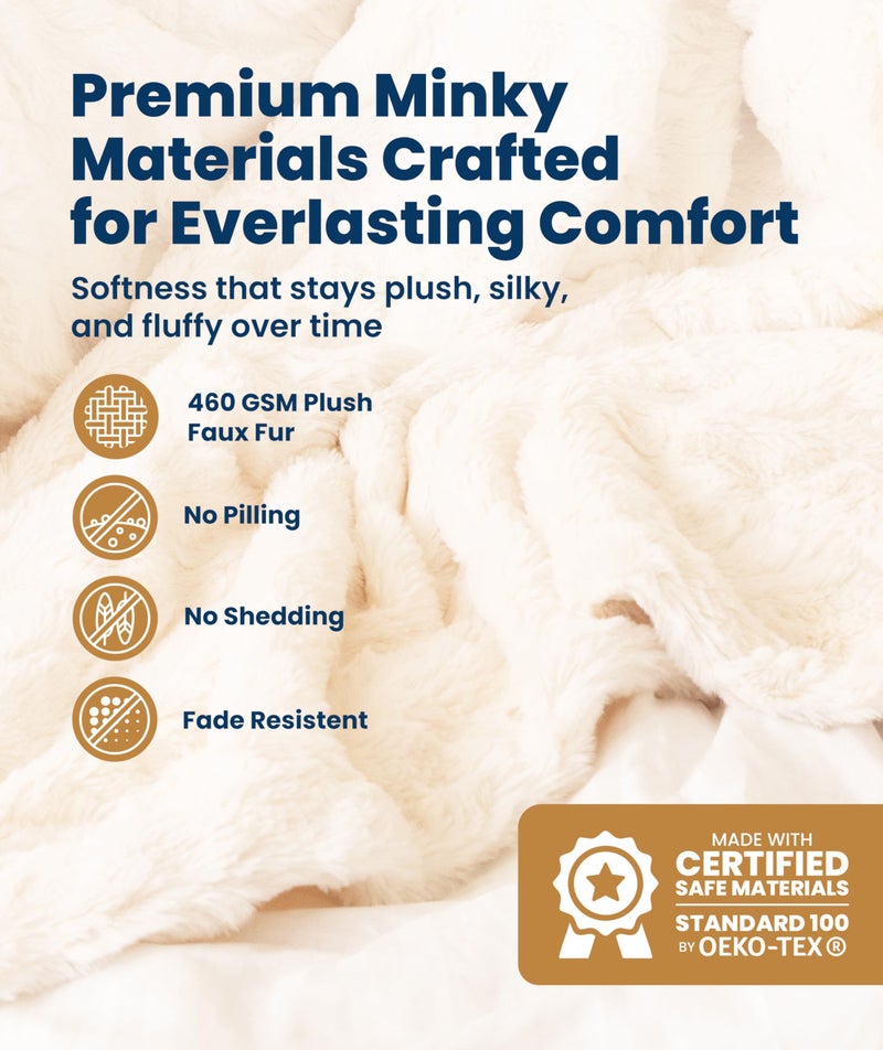 Everlasting Comfort بطانية رمي ناعمة ومريحة من إيفرلاستينغ كومفورت باللون العاجي - (50"x65") بطانيات خريف مينيكي وزغبية، غطاء فخم وناعم للسرير، الأريكة وغرفة المعيشة - ديكور منزلي مريح - Image 2