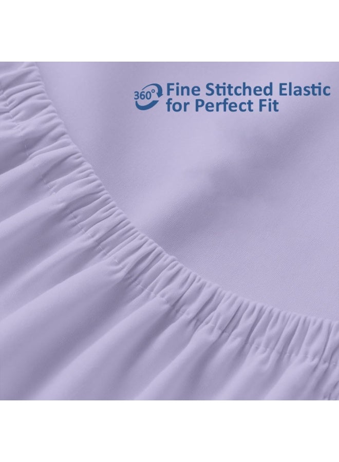 فاييت طقم فراش للاستخدام مرة واحدة، مقاس كوين، مكون من 4 قطع، ملاءات سفر ناعمة وجيدة التهوية مع غطاء لحاف وأغطية وسائد، طقم سرير صحي خفيف الوزن للفنادق والتخييم والرحلات (أرجواني) - Image 4