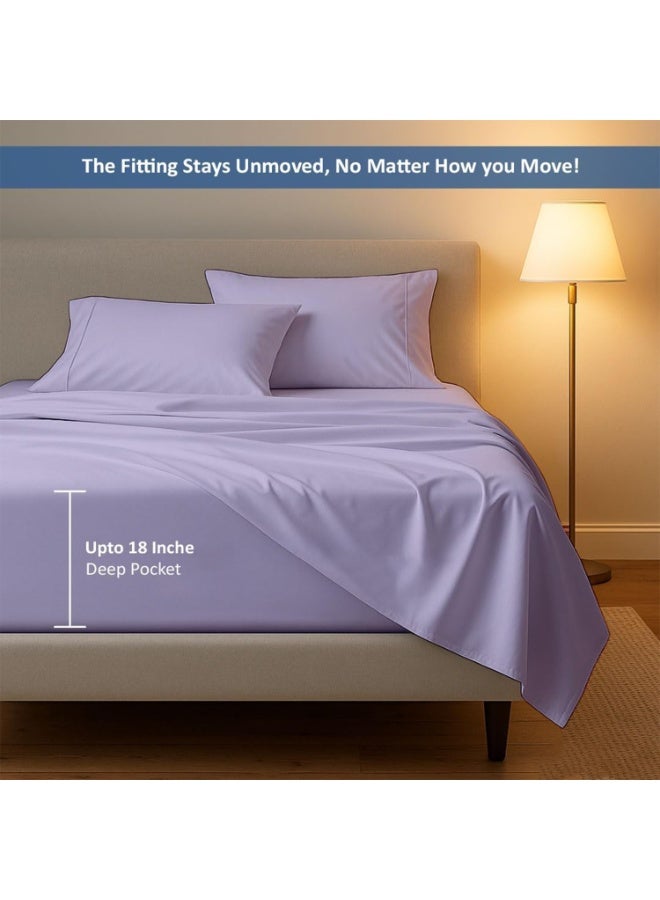 فاييت طقم فراش للاستخدام مرة واحدة، مقاس كوين، مكون من 4 قطع، ملاءات سفر ناعمة وجيدة التهوية مع غطاء لحاف وأغطية وسائد، طقم سرير صحي خفيف الوزن للفنادق والتخييم والرحلات (أرجواني) - Image 3