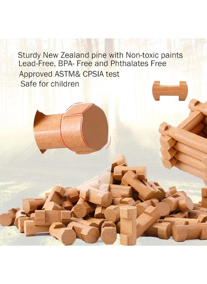 Joqutoys - Joqutoys 170 PCS Classic Building Log Toys, Wood Logs Set Set for Boy, Creative Construction Educational Gift for Kids Ages 3+ - Image 1
