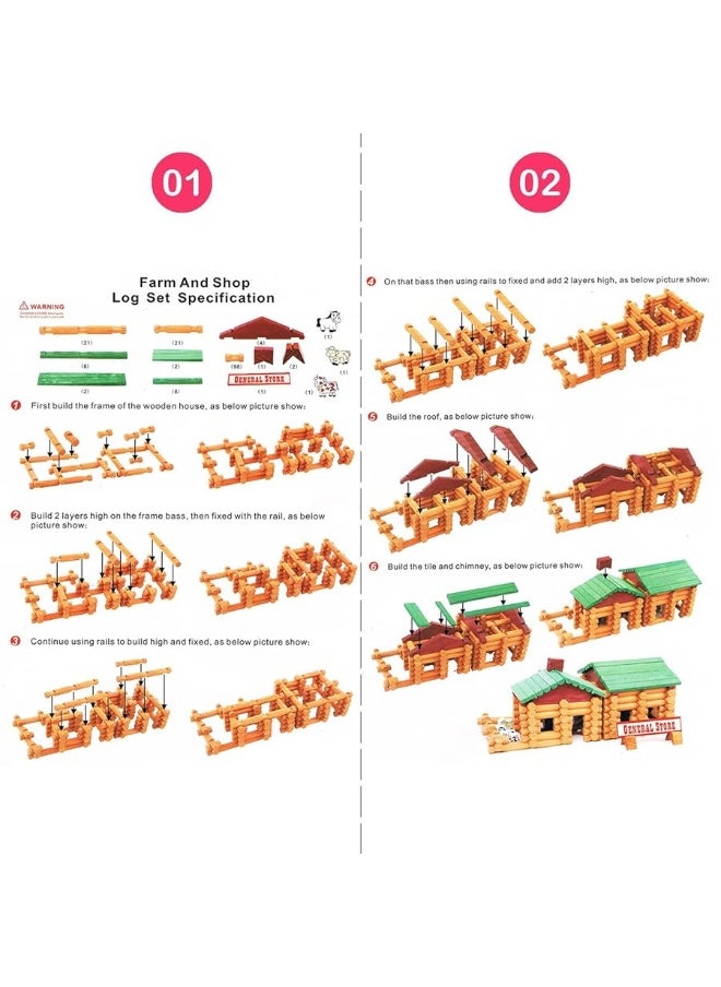 Joqutoys - Joqutoys 170 PCS Classic Building Log Toys, Wood Logs Set Set for Boy, Creative Construction Educational Gift for Kids Ages 3+ - Image 1