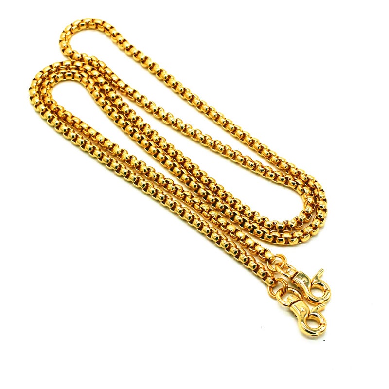 LONG TAO 55" DIY Iron Box Chain Gold Chain for Purse Handbags Strap Handbag Chains Accessories Purse Straps Shoulder Cross Body Replacement Straps with 2 Metal Buckles (Gold)