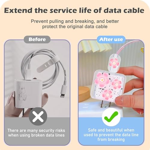 FACTOTECH Protective Charger Case for iPhone 18W 20W iPhone 16 15 14 13 12 11 Pro Max Charging Cable Charger Protective Cover Data Cable Protective Sleeve- Cherry Flower - Image 4