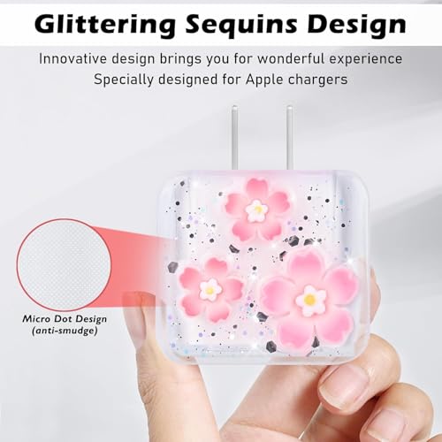 FACTOTECH Protective Charger Case for iPhone 18W 20W iPhone 16 15 14 13 12 11 Pro Max Charging Cable Charger Protective Cover Data Cable Protective Sleeve- Cherry Flower - Image 3