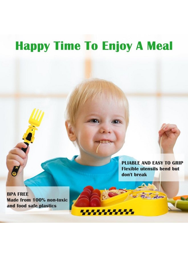Deinyi Construction Utensils for Toddlers - Toddler Forks and Spoons - Toddler Spoon and Fork Set - for Kids Utensils - Baby Utensils - Portable Utensil Set for 1 2 3 4 5 years old - Yellow - Image 3