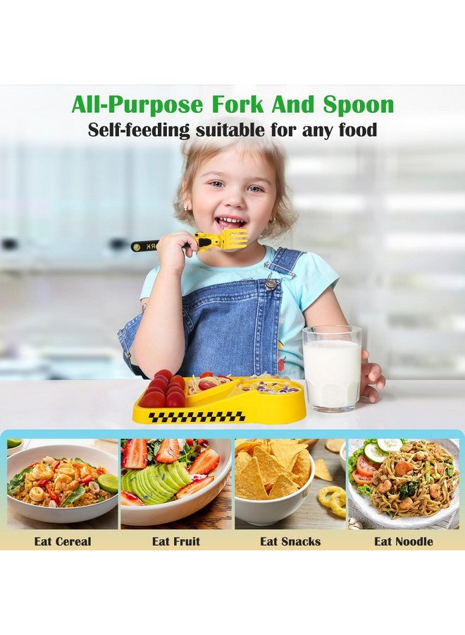 Deinyi Construction Utensils for Toddlers - Toddler Forks and Spoons - Toddler Spoon and Fork Set - for Kids Utensils - Baby Utensils - Portable Utensil Set for 1 2 3 4 5 years old - Yellow - Image 5