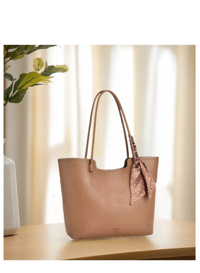 Women's Tote Bag, PU Leather Handbag Lady Shoulder Bag, Women's Fashion Soft Bags Large Capacity Lightweight Handbags Shoulder Bag, Suitable for Women Girls (Beige-6319)  - Image 3
