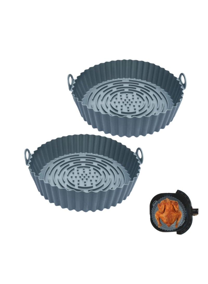KASTWAVE Silicone Air Fryer Liners, 2Pcs 7.9" Air Fryer Accessories, Silicone Round Reusable Pot Airfryer Liners, Replacement Disposable Paper Liner, for Rack Baking Roasting Oven Microwave - Image 1