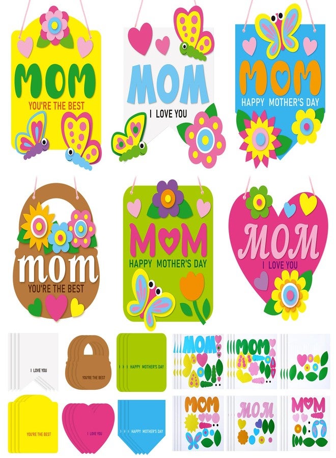 Oudain 24 Pcs Mother's Day Banner Craft Kit DIY Mothers Day Themed Craft Projects Home Fun Activities DIY Holiday Gift - Image 1