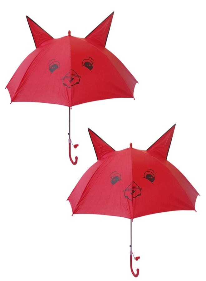 RAINPOPSON Kids Umbrella for Kids Girls Stylish/Boys 2 Pcs Combo Red Animal Design Small Size Umbrella Pack of 2 - Image 2