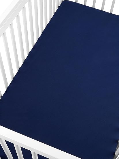 Edenwald 100 Waterproof Soft Baby Crib Fitted Sheets Terry Cotton Washable Soft Breathable Toddler Crib Mattress Fitted Sheet with Elastic Navy Blue 48x72x8 Pack of 2 Pcs Fitted Sheet