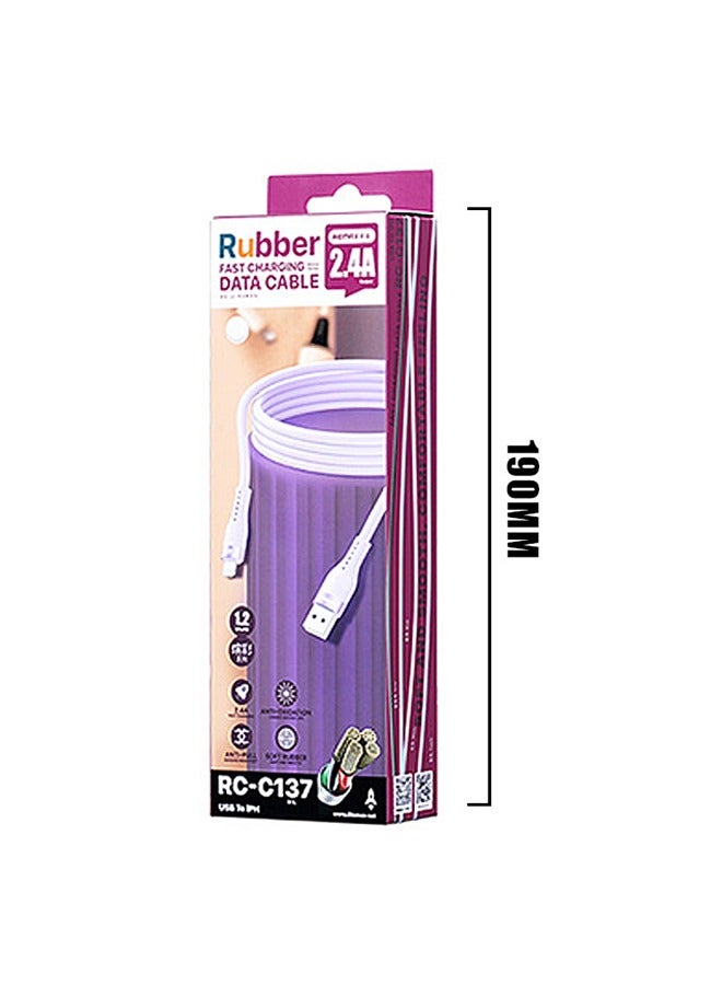 REMAX USB Lightning Cable iPhone Charger Cable 1.2m/2.4A, Charging and Synchronization Cable, Fast Charging Power for iPhone, iPad and iPod MFi Certified Cable (White) - Image 2