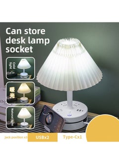Fengniu Bedroom Eye Protection Desk Lamp With Cable Plug-in Household Office Dormitory Plug-in Board Long Line USB Multi-function Plug-in-Specifications:Fabric White -Total Length: 0.8 M ]
