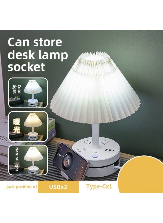 Generic - Fengniu Bedroom Eye Protection Desk Lamp With Cable Plug-in Household Office Dormitory Plug-in Board Long Line USB Multi-function Plug-in-Specifications:Fabric White -Total Length: 0.8 M ] - Image 1