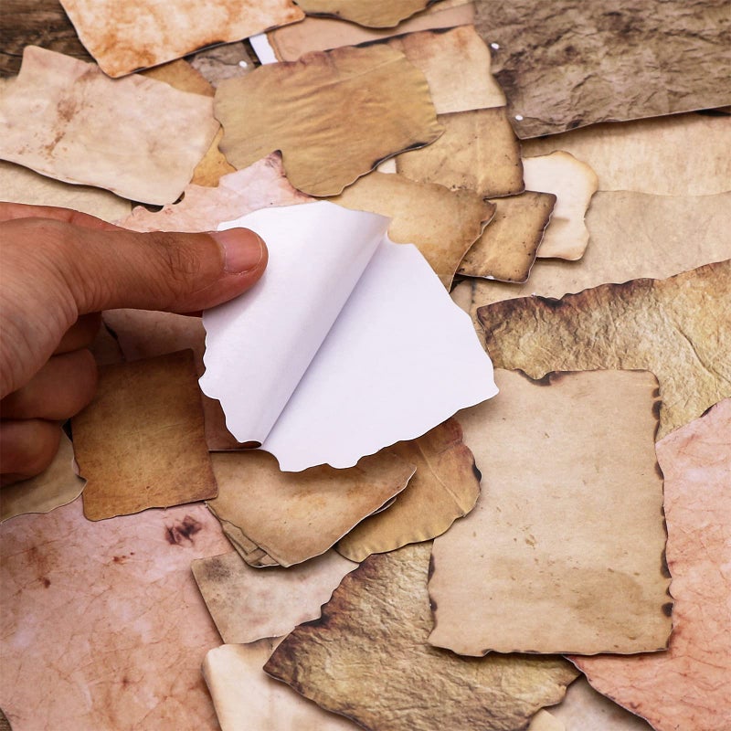 Knaid Antique Looking Scrapbook Stickers (90 Pieces) Vintage Aged Paper Design Old Fashion Decorative Sticker for Planner, Bullet Journaling, Junk Journal, Retro Crafts, Decoupage Stationary Supplies - Image 5