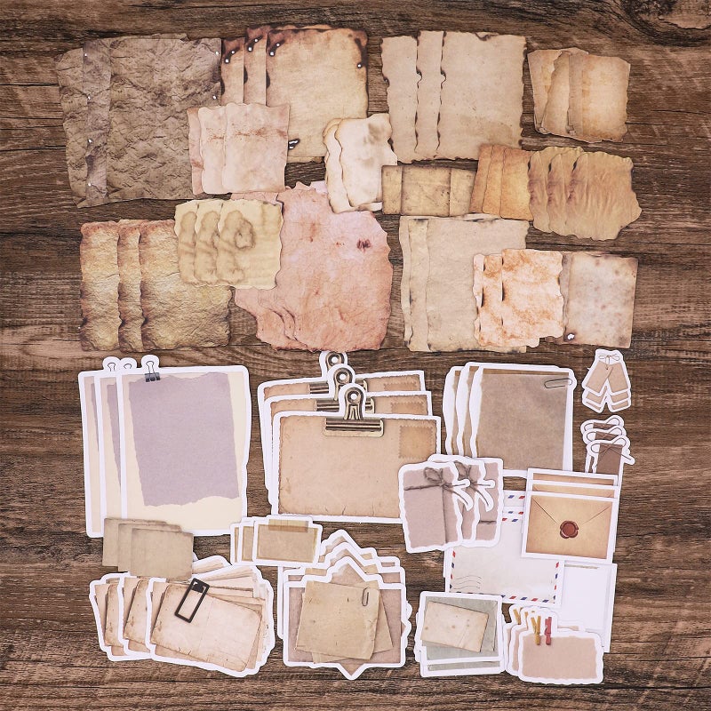 Knaid Antique Looking Scrapbook Stickers (90 Pieces) Vintage Aged Paper Design Old Fashion Decorative Sticker for Planner, Bullet Journaling, Junk Journal, Retro Crafts, Decoupage Stationary Supplies - Image 4