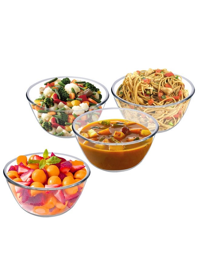 SIMPARTE Borosilicate Glass Mixing & Serving Bowl Set of 4, 500ml | Microwave, Oven, Freezer & Dishwasher Safe | Clear, Durable, Stain & Odor Resistant | Ideal for Kitchen, Reheating, Storage - Image 1
