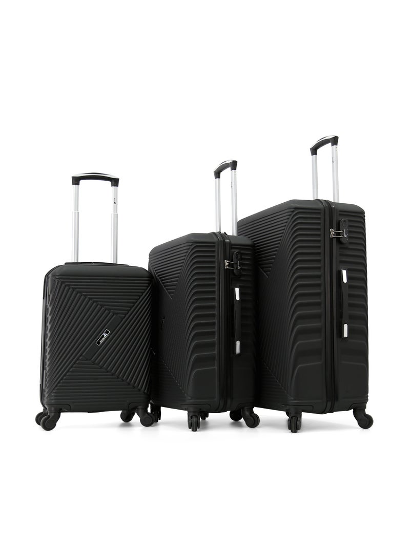 Melife Hardside Luggage Trolley Bag 3-Piece set,Black (S-20",M-24",L-28",XL-32" ) - Image 1