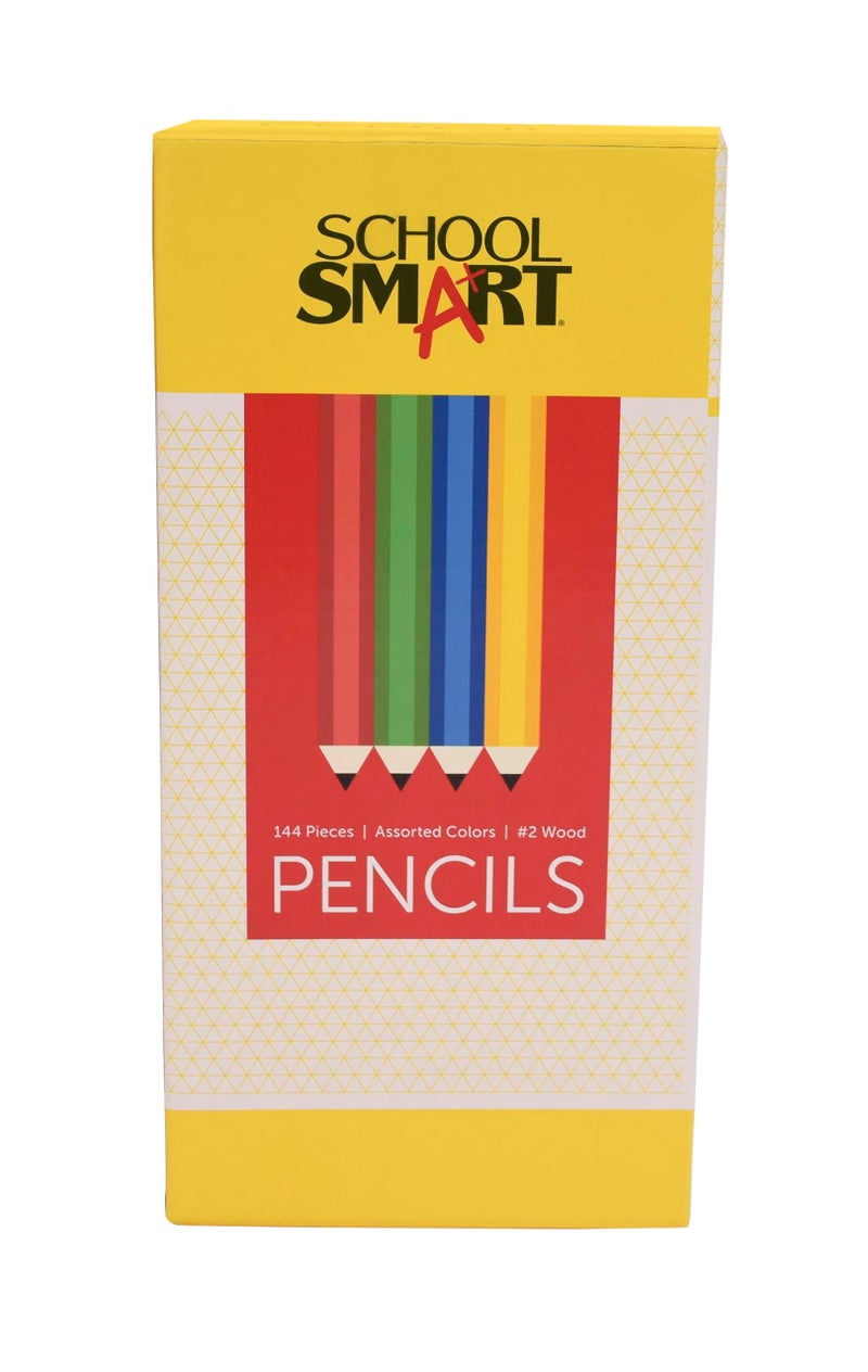 School Smart Traditional No 2 Pencils Assorted Colors Pack of 144