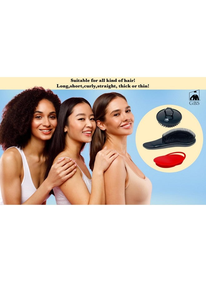 G.B.S Wave Detangling Brush Set for Curly Hair, Thick, Straight & Natural Hair - Gentle Detangler Hair Brush for Women, Kids & Toddlers with Flexible Bristles -Hairbrush for Wet & Dry Hair - Image 4