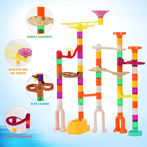 ifollower 166 pcs Marble Run Upgraded Marbles Run Kit for Kids STEM Toys with Glow Marbles Beginner Marble Race Track Set with Colorful Marbles Birthday for Kids Boys Girls 3 4 5 6 7 8 9 10 11 12 - Image 5