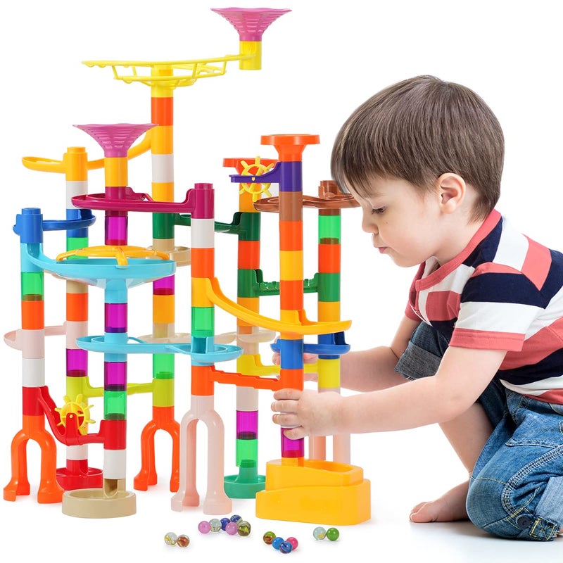 ifollower 166 pcs Marble Run Upgraded Marbles Run Kit for Kids STEM Toys with Glow Marbles Beginner Marble Race Track Set with Colorful Marbles Birthday for Kids Boys Girls 3 4 5 6 7 8 9 10 11 12 - Image 3