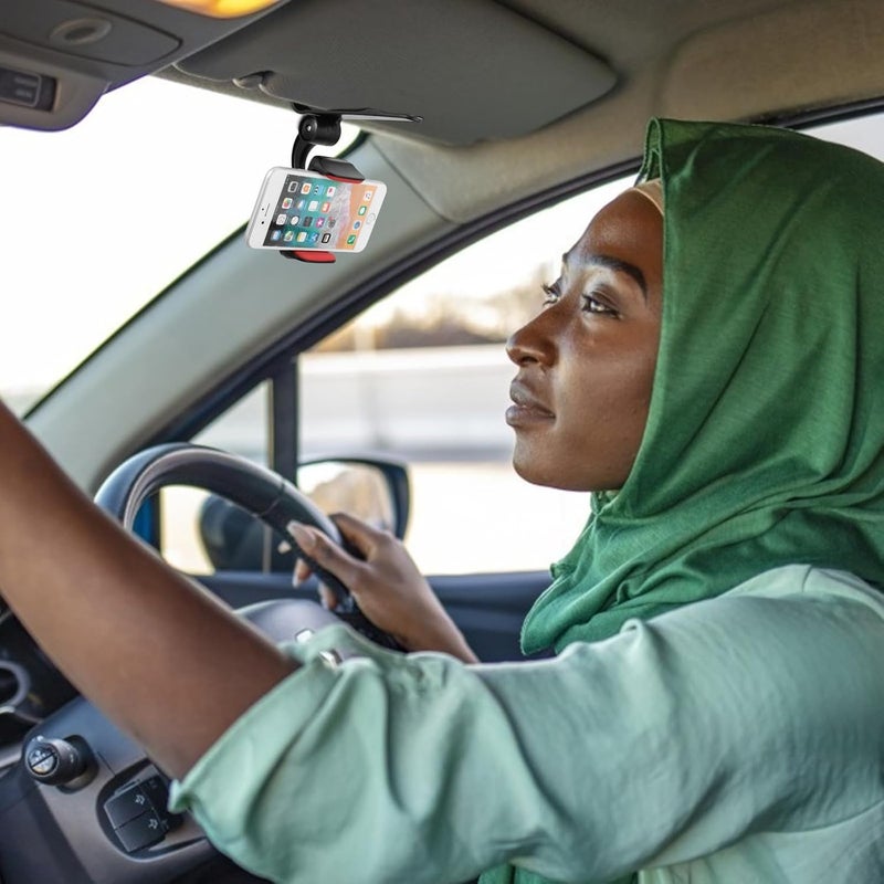 حامل هاتف موبايل عالمي للسيارات من Lurrose، مزود بمثبت لوحة الحماية من أشعة الشمس ودعامة GPS، بلون أحمر، قابل للتثبيت بسهولة للاستخدام أثناء القيادة. - Image 3