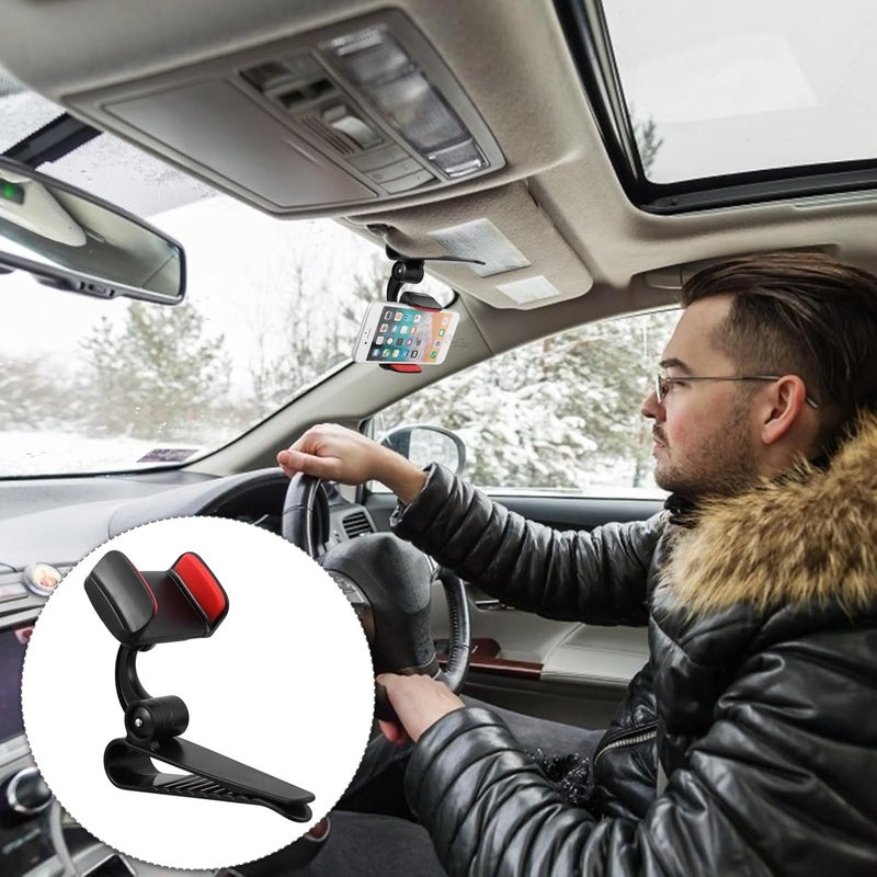 حامل هاتف موبايل عالمي للسيارات من Lurrose، مزود بمثبت لوحة الحماية من أشعة الشمس ودعامة GPS، بلون أحمر، قابل للتثبيت بسهولة للاستخدام أثناء القيادة. - Image 4