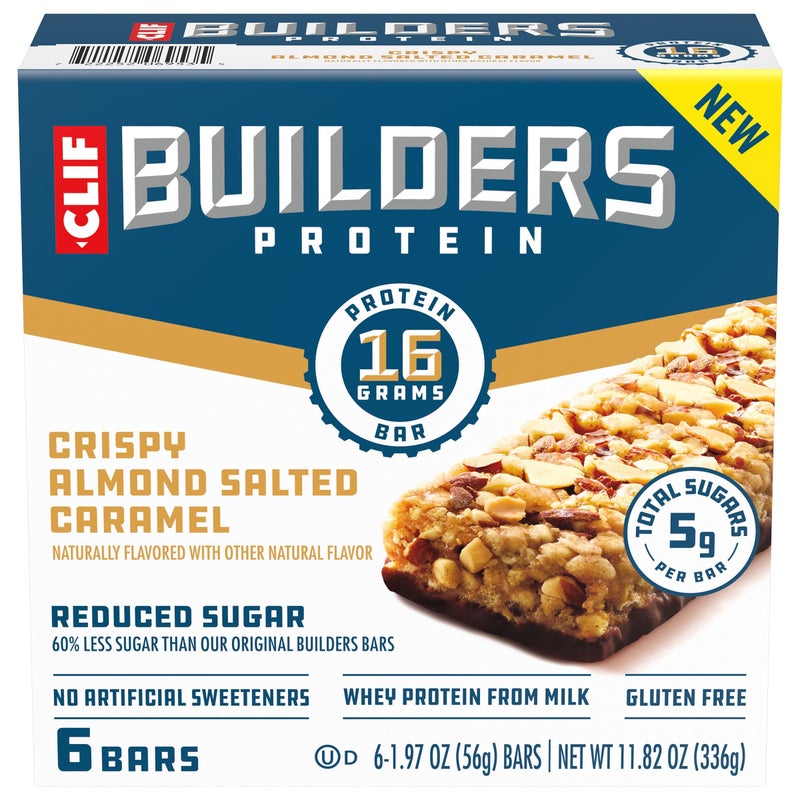 CLIF BUILDERS Protein Bars - Crispy Almond Salted Caramel - Reduced Sugar - Gluten Free - 16g Protein - No Artificial Sweeteners - 1.97 oz. (6 Pack) - Image 4