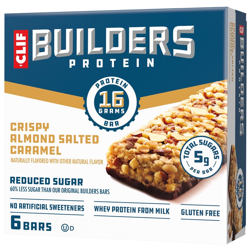 CLIF BUILDERS Protein Bars - Crispy Almond Salted Caramel - Reduced Sugar - Gluten Free - 16g Protein - No Artificial Sweeteners - 1.97 oz. (6 Pack) - Image 3