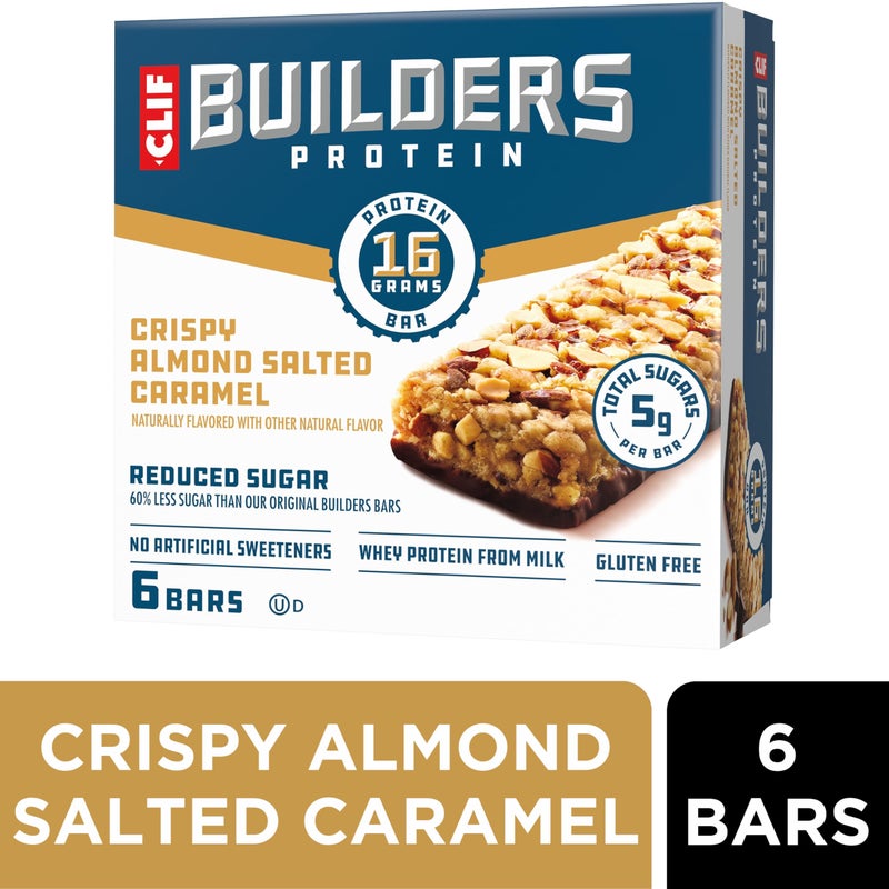 CLIF BUILDERS Protein Bars - Crispy Almond Salted Caramel - Reduced Sugar - Gluten Free - 16g Protein - No Artificial Sweeteners - 1.97 oz. (6 Pack) - Image 2