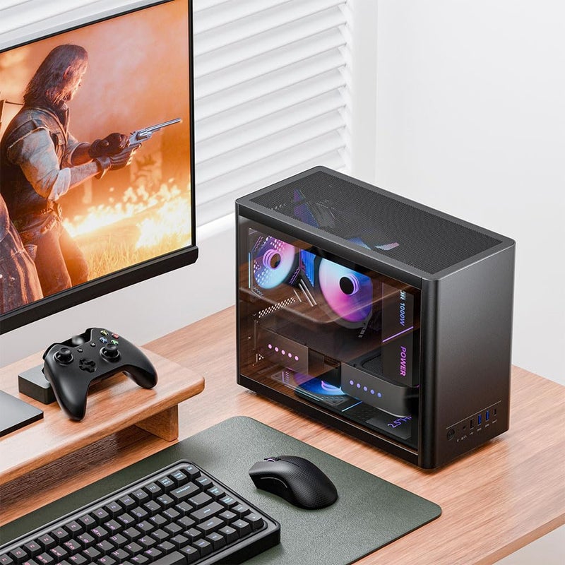 JOYJOM Micro ATX Case with Fans, 2PCS 90mm RGB Fans Pre-Installed,14.6L 0.8mm Thickness SPCC MATX PC Case Mini ITX PC Case with Type C USB3.0, Supports 135mm CPU Cooler, 310mm GPU and Standard ATX PSU Black - Image 5