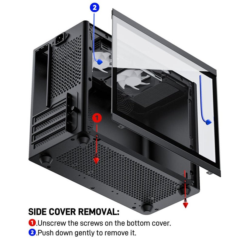 JOYJOM Micro ATX Case with Fans, 2PCS 90mm RGB Fans Pre-Installed,14.6L 0.8mm Thickness SPCC MATX PC Case Mini ITX PC Case with Type C USB3.0, Supports 135mm CPU Cooler, 310mm GPU and Standard ATX PSU Black - Image 4