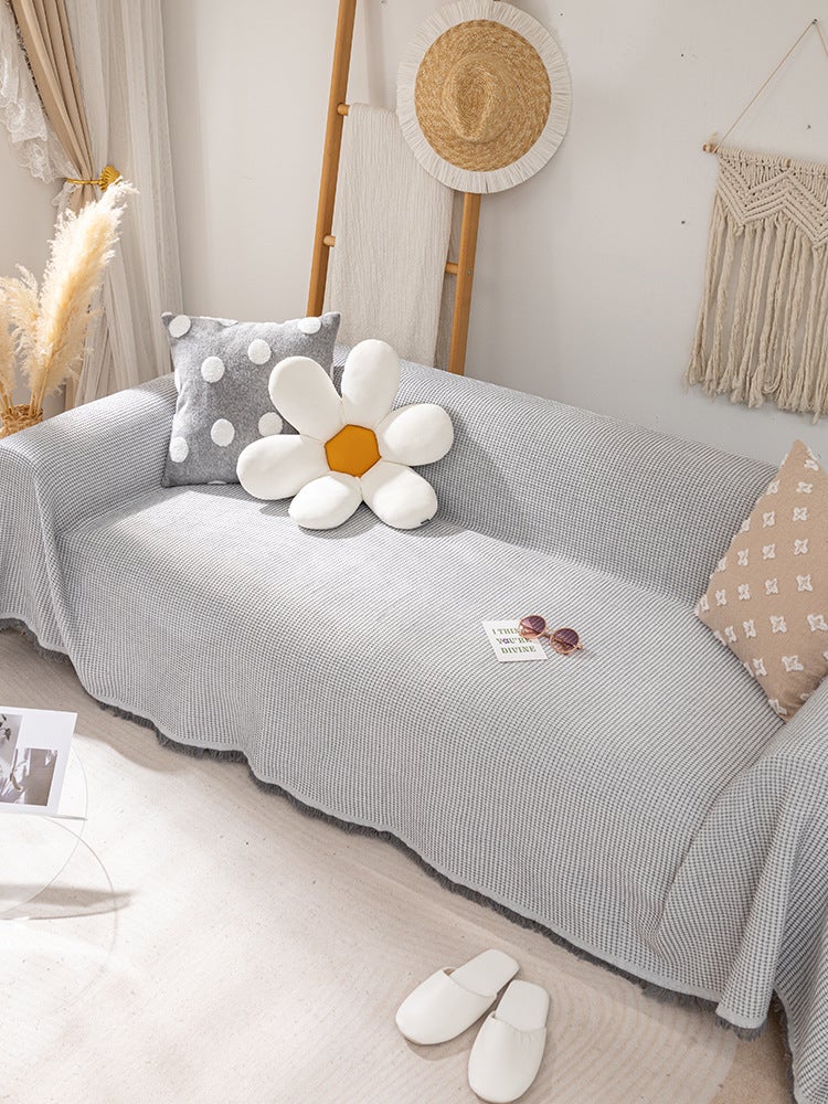 Knitted Universal Sofa Cover Nordic Ins Style Hive-Gray [double-sided available | Three-year warranty]] 