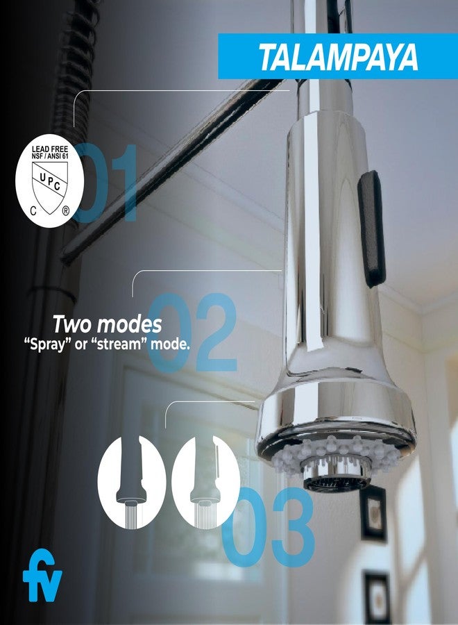 إف في صنبور مطبخ FV - صنبور حوض نحاسي بفتحة واحدة، بتصميم عصري، مقاوم للتآكل وموفر للمياه، مثالي للأحواض والمراحيض (تالامبايا، كروم) - Image 3