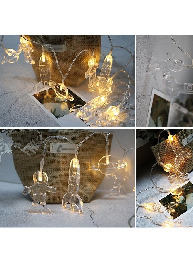 أضواء سلسلة LED لغرفة الأطفال 20 قطعة على شكل رائد فضاء وسفينة فضائية وصاروخ، أضواء للحفلات والمناسبات، للحوائط والنوافذ وديكور غرف الأطفال أو الحضانة، للزفاف وحول الحديقة والفناء وعيد الميلاد (أبيض دافئ) - Image 5