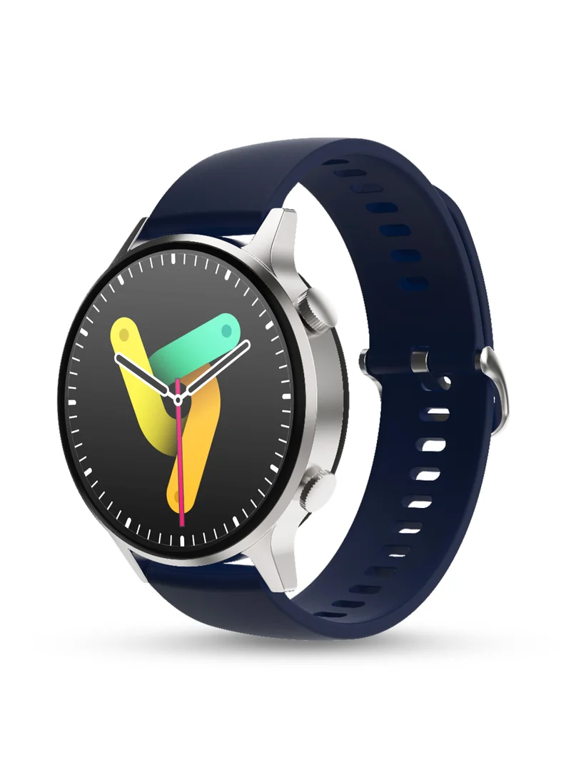 Pebble Vast 1.43' (3.63 cm) Amoled Display Smartwatch, Always On Display, Compatible with Android & iOS, IP67 Water Resistant, Health Suite, Multi Sports Modes, Round Dial, Multi Watch Faces, Evening Blue