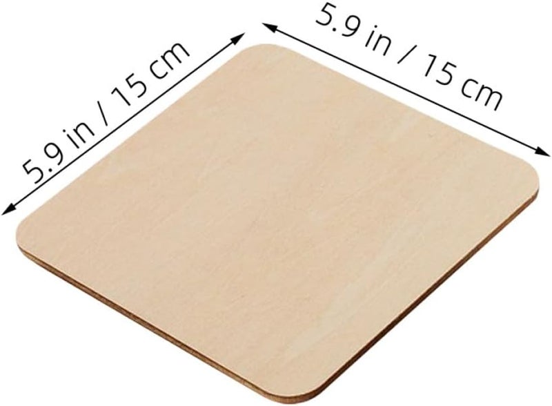 12pcs Square Unfinished Wood Pieces 15cm Rounded Corners DIY Craft Wooden Boards for Painting and Home Decoration, Suitable and Hobbyists - Image 2
