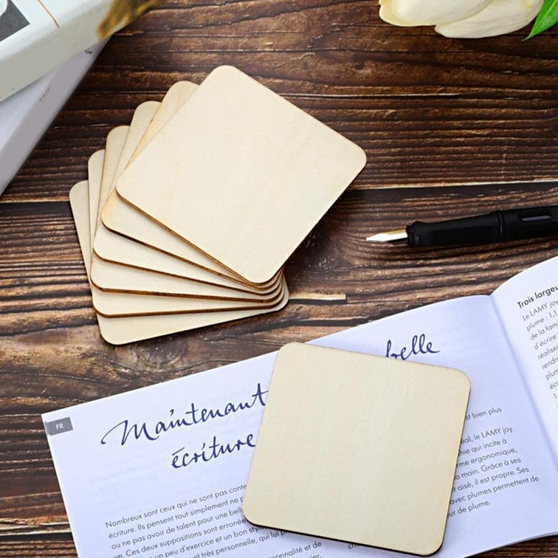 12pcs Square Unfinished Wood Pieces 15cm Rounded Corners DIY Craft Wooden Boards for Painting and Home Decoration, Suitable and Hobbyists - Image 5