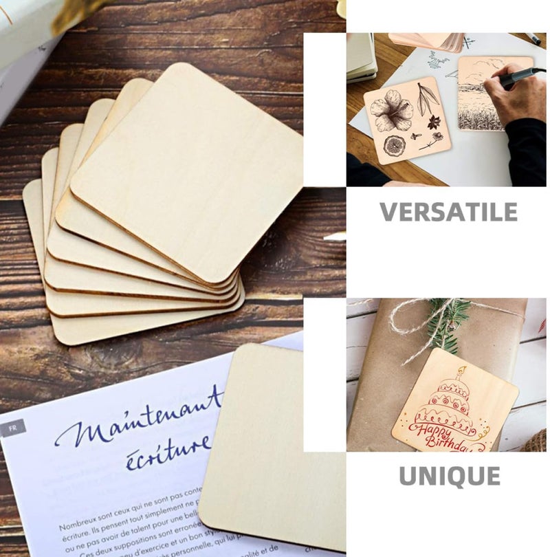 12pcs Square Unfinished Wood Pieces 15cm Rounded Corners DIY Craft Wooden Boards for Painting and Home Decoration, Suitable and Hobbyists - Image 3