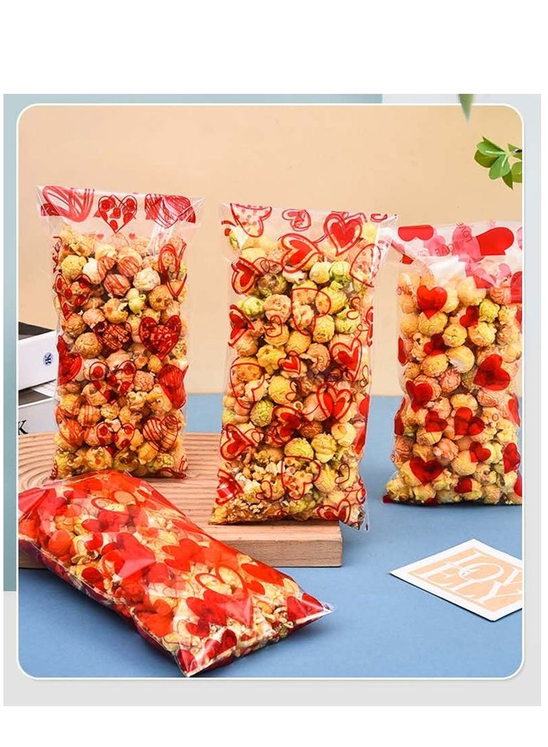 50 Pieces Valentine's Day Party Snack Cookie Chocolate Opp Plastic Bags 4 Designs Self-adhesive Treat Bags - Image 2