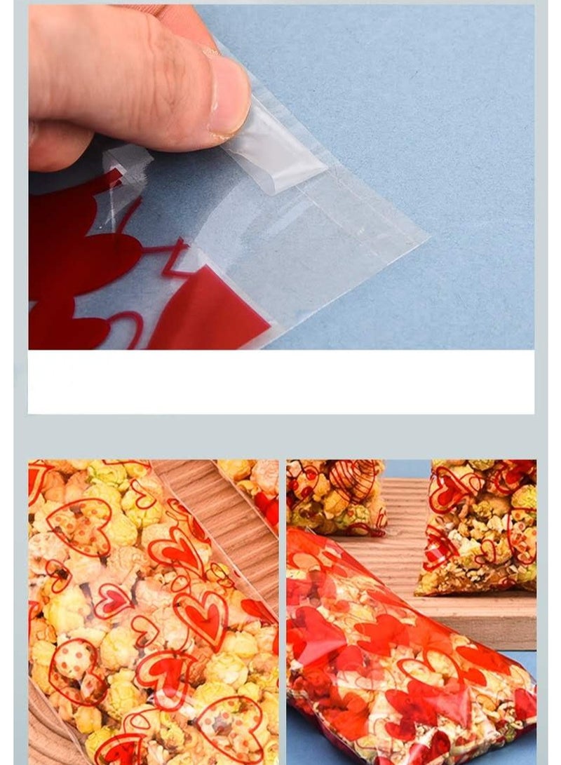 50 Pieces Valentine's Day Party Snack Cookie Chocolate Opp Plastic Bags 4 Designs Self-adhesive Treat Bags - Image 4