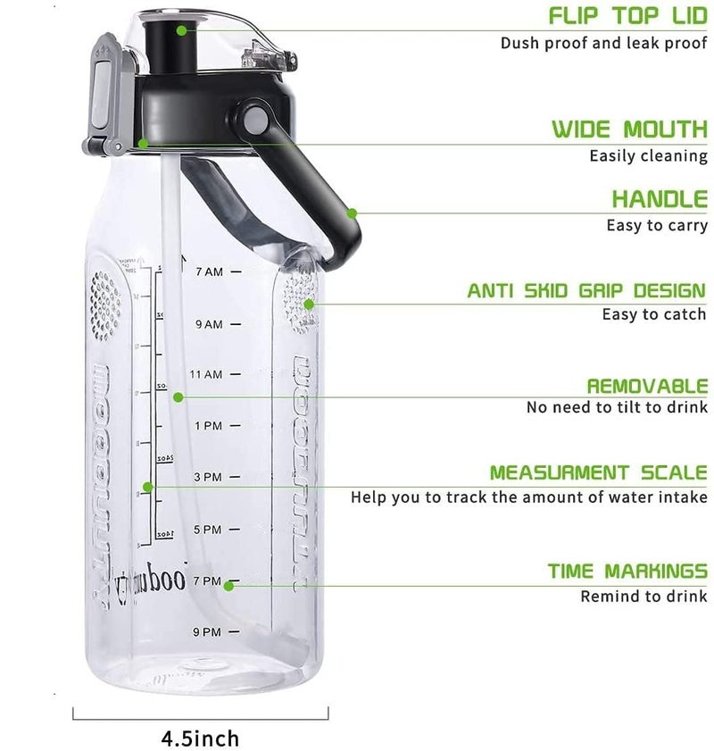 Grofilo 2 liter Motivational Sports Water Bottle With Straw And ML Marking Mention BPA Free And 100 Leaproof Multi Color Plastic - Image 3