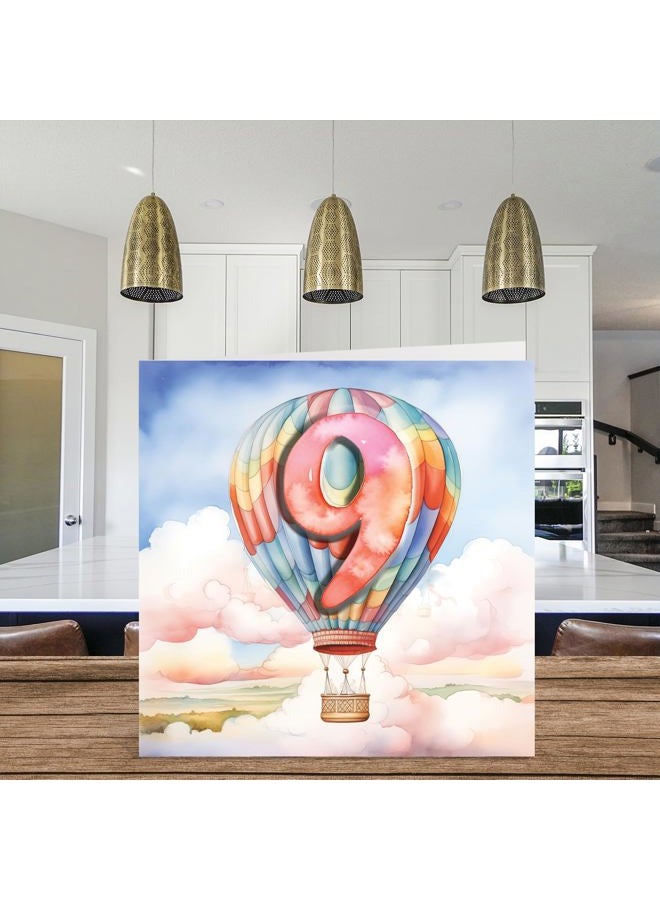 Stuff4 9th Birthday Card for Boys and Girls - Hot Air Balloon - Happy Birthday Card 9th Birthday Card for Him and Her, 145mm x 145mm, Niece Nephew Greeting Cards - Image 3