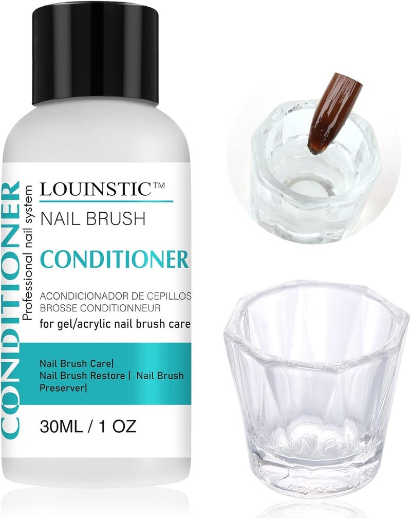 LOUINSTIC Nail Brush Cleaner and Conditioner - Quickly Clean Gel Nail Brushes, Paint Brushes, Airbrushes, Art Tools, Nail Brush Preserver and Restorer for Kolinsky Acrylic Nail Brush & Gel Nail Brush - Image 1